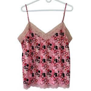 Vintage Envision Ave camisole cami satin lace trim 90s Y2K grunge retro pink XL